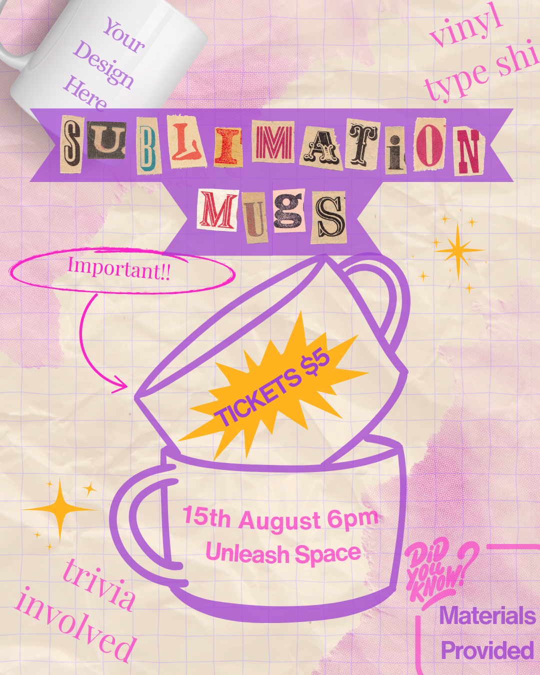 Reminder: Sublimation Mugs Event